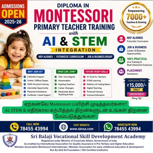 Diploma in Montessori Primary Teacher Training with AI & STEM